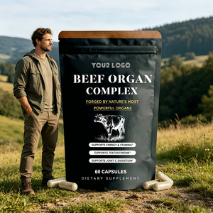 Complément alimentaire en capsules <span class=keywords><strong>de</strong></span> complexe d'organes <span class=keywords><strong>de</strong></span> bœuf nourri à l'herbe avec un mélange <span class=keywords><strong>de</strong></span> foie, <span class=keywords><strong>de</strong></span> cœur, <span class=keywords><strong>de</strong></span> pancréas, <span class=keywords><strong>de</strong></span> testicules et <span class=keywords><strong>de</strong></span> moelle osseuse - Product Image 1