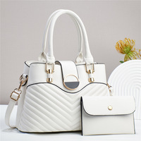 Ensemble de 2 sacs à main pour femmes, sac fourre-tout matelassé tendance, sac à bandoulière en cuir PU, sac à bandoulière pour femme, ensemble de portefeuilles