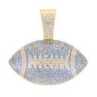 Nouveau Pendentif en Alliage de Zinc avec Cristal Coloré Motif Rugby, Design Tendance, Chaînes Plaqué Or, Accessoires de Fête Hip-Hop, Vente en Gros Transfrontalière