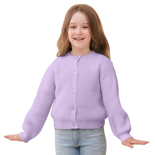 Girls' Cardigan with Button Loose Long Sleeve Shrug Sweaters Cropped Uniforms Kids Knit Sweater Outerwear