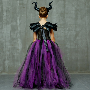 Halloween Demon Girl's Dress Tail Drag Princess Dress Bruja Pluma <span class=keywords><strong>Disfraz</strong></span> de Halloween - Product Image 3