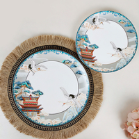 Juego de vajilla de lujo de 52 piezas de fina porcelana de hueso, con platos y cuencos decorados con pintura china.