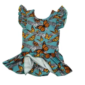 Body con maniche svolazzanti a farfalla a molla lianzhe con bottoni automatici pagliaccetti per bambini con body per bambini