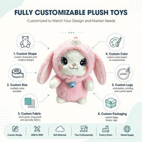 Peluche Lapin Rose Doux Réaliste, Jouet en Peluche Animal, Service d'Échantillonnage Rapide, Vente en Gros, Conception Personnalisée, Personnalisez Votre Logo