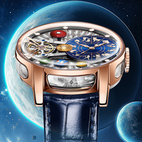 Montre mécanique squelette Zodiaque pour homme, cadran planétaire système solaire, automatique, luxe, étanche, bracelet en cuir
