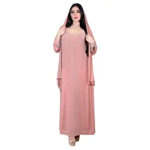 2024 Women Abaya Dress Dubai Elegant V-neck Diamonds Party Evening Long Dress Maxi Dress Muslim Fashion Abaya with Diamond