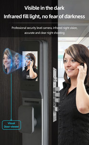 Kunci Pintu Pintar Tuya Otomatis Penuh dengan Pengenal Wajah 3D, Sidik Jari, dan Kata Sandi, Lubang Intip Berkualitas Tinggi Anti Maling - Product Image 2