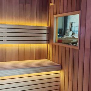 JIUWEI Lujo Diseño moderno Hogar eléctrico Sudor Sala de vapor Hemlock Jardín de madera Sauna Stov para villas Uso al aire libre OEM/ODM - Product Image 6