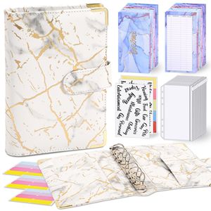 A6 espositore <span class=keywords><strong>di</strong></span> <span class=keywords><strong>libri</strong></span> per studenti <span class=keywords><strong>di</strong></span> lusso in pelle PU per risparmiare denaro, raccoglitore economico in marmo dorato con busta in contanti e borsa con cerniera - Product Image 5