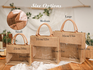 Sacs fourre-tout <span class=keywords><strong>en</strong></span> toile de jute et coton, personnalisés avec logo, écologiques, portables, pour cadeaux de mariage, avec poignées <span class=keywords><strong>en</strong></span> <span class=keywords><strong>corde</strong></span>, transparents, vente <span class=keywords><strong>en</strong></span> gros - Product Image 3
