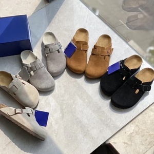 Confortable hiver en cuir véritable bois Faux cuir fourrure pour pantoufles pour femmes Birkenstocks plate-forme <span class=keywords><strong>sandales</strong></span> semelle épaisse livraison directe - Product Image 6
