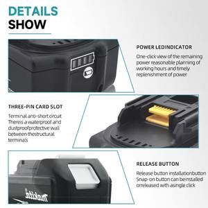 Batería Recargable LiFePO4 de <span class=keywords><strong>18V</strong></span> 6000mAh/5000mAh para Herramientas BL1860/BL1850/BL1840, Super Larga Duración, 1200 Ciclos, Caja a Color - Product Image 3