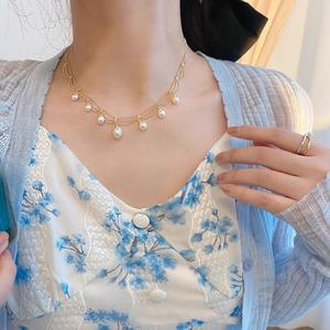 สร้อยคอสไตล์วินเทจฝรั่งเศส ดีไซน์ภาพเหมือน สง่างาม อ่อนโยน ประดับด้วยไข่มุกน้ำจืดธรรมชาติ สำหรับเจ้าสาว - Product Image 3