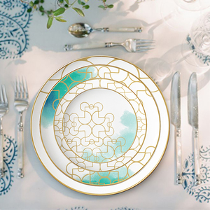 Service de vaisselle en porcelaine Arcopal à motifs géométriques, idéal pour les mariages, la décoration et les restaurants (assiettes de présentation, plats) - Product Image 6