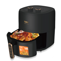 Friteuse à air RAF R.5325 1500W 5.0L Freidora De Aire 360 °   Circulation d'air, commande à double bouton, réduction de l'huile de 80 %, nettoyage facile, pour la maison