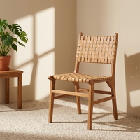 Moderner Teakholz Esszimmerstuhl mit Kunstleder & Naturfinish für Wohnmöbel, Park & Café/Restaurant-Nutzung