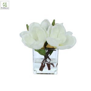 Arreglo Floral de Magnolia Artificial Personalizado de Alta Calidad <span class=keywords><strong>con</strong></span> Jarrón Cuadrado y Agua para Decoración del Hogar y Hoteles - Product Image 3
