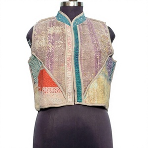 Handmade Eco-Friendly 100% Pure Cotton Reversible Breathable Quick Dry Knitted Vintage V-neck Button Short Outerwear Vest <b>Jacket</b> - Product Image 1