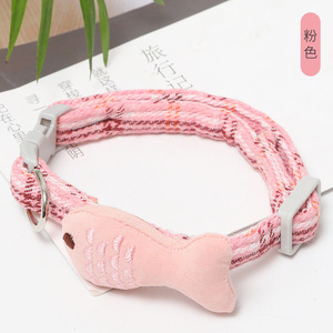 ปลอกคอแมวผ้าฝ้ายปรับได้ลายสก็อตหลากสี ขายดี - Product Image 6