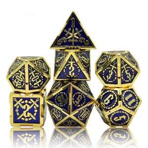 Feeron – Jeu de dés polyédriques en métal équilibrés de qualité supérieure, 7 pièces, gravés, thème Dragons et Donjons, durables et amusants - Product Image 5