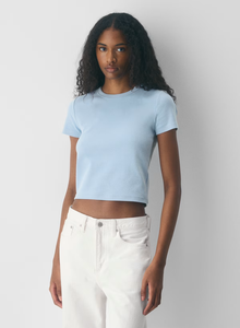 Camiseta <span class=keywords><strong>de</strong></span> Punto Acanalado Ultrafino Personalizada, Camiseta Corta <span class=keywords><strong>de</strong></span> Cuello Redondo Ajustada para Mujer, Suave y Elástica, Ajustada al Cuerpo, Cómoda - Product Image 4