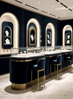 Vitrine de présentation de bijoux de luxe personnalisée avec éclairage LED, construction durable et nettoyage facile pour les magasins de détail