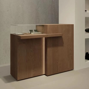 Fabricant professionnel de comptoirs de réception minimalistes en bois, comptoirs de caisse pour commerces de <span class=keywords><strong>d</strong></span>étail, caisses enregistreuses, anti-rouille, écologiques, durables - Product Image 3
