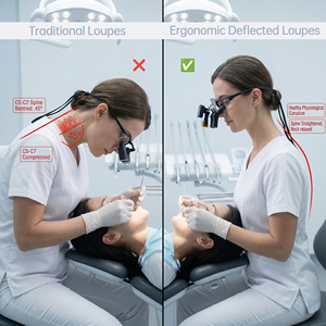 Professional 6X 4X TTL Prismatic Dental Loupes with Wireless LED Light, Ergonomic Adjustable <strong>Binocular</strong> for Surgical Procedures - Product Image 2