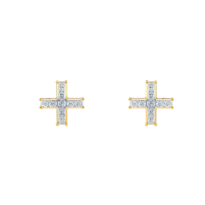<b>Crystal</b> <b>Earrings</b> Gold Plated 316L Stainless Steel Cross Design <b>Studs</b> For Women Fashion Jewelry - Product Image 3