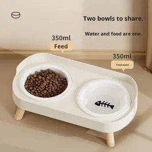 Novo Design Ecológico 2 em 1 Tigela de Alimentação Dupla em Cerâmica com Padrão Sólido Anti-derramamento para Cães e Gatos - Product Image 3