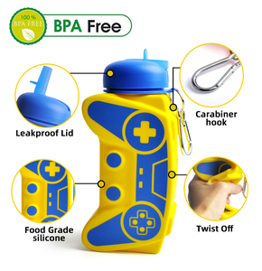 Bouteille d'eau en silicone pliable sans BPA, nouveau design en forme de jeu, bouteilles d'eau en silicone pliables - Product Image 3