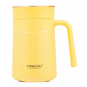 PINKAH-<span class=keywords><strong>taza</strong></span> de té de acero inoxidable 304 de doble pared, aislamiento al vacío, a prueba de fugas, reutilizable, con mango, 380ml, 12oz - Product Image 5