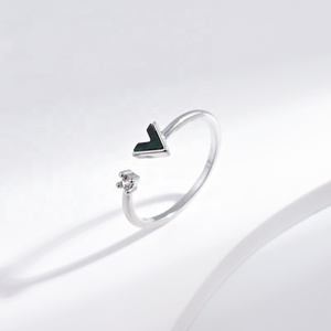 wholesale brass <b>cheap</b> cute shell rhodium plated <b>ring</b> Everyday girls butterfly open Adjustable Minimalist heart finger <b>rings</b> - Product Image 2
