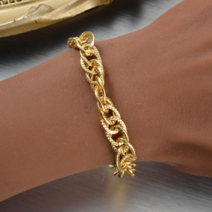 Pulsera de cobre de fábrica, moderna, texturizada, ovalada, antideslustre, chapada, unisex. - Product Image 2