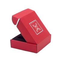 Tuck Top Postal Logo personnalisé imprimé carton Carton expédition rouge EVA mousse insérer ondulé boîte postale pour cosmétique