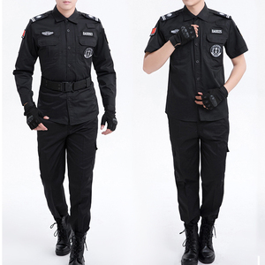 Uniforme de sécurité de haute qualité, ensemble noir, fournisseur, été, extérieur, pour hommes, <span class=keywords><strong>fabricant</strong></span> d'uniformes, noir uni - Product Image 1