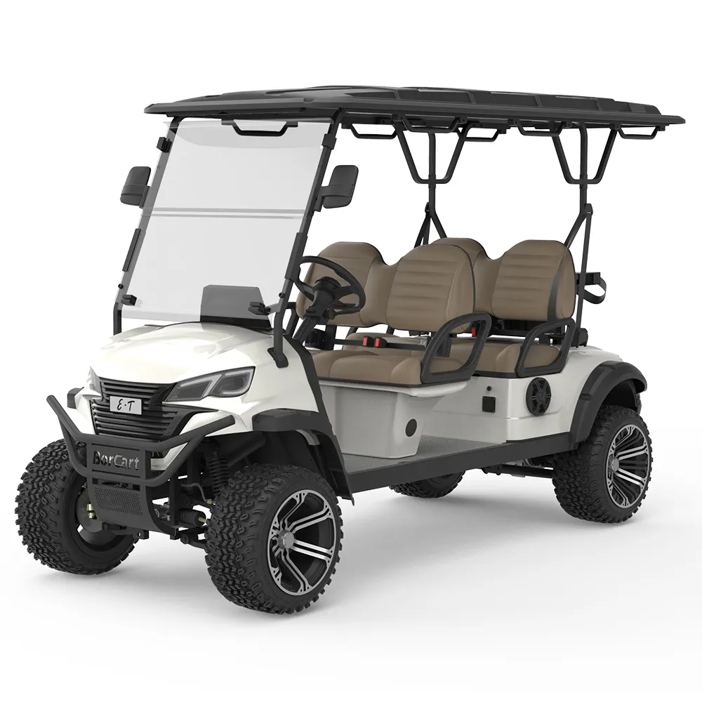 2024 Hochwertiger Carrito De Golf Electrico 4X4 Luxus-Utility 4-Sitzer-Clubwagen Gelände-Kranz-Elektro-Golfwagen