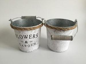 Luckywind Lot de 3 seaux à eau avec fleurs pour organiser des seaux antiques galvanisés vintage - Product Image 2