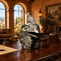 Tête de Coq en Bronze Coulé Artisanale - Sculptée à la Main, Pièce Personnalisable de Qualité Muséale, Sculpture en Bronze