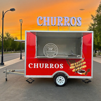 Remolque expendedero de churros, camión de comida móvil, carrito de churros, puesto de venta con cocina completa para negocio de aperitivos callejeros