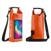 Sac étanche souple 2L avec fermeture éclair et sangle chaîne pour sports de plein air, trekking, canoë-kayak, rafting, surf, kayak, camping en PVC