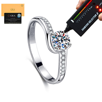 Bague en Moissanite Certifiée GRA, Plaqué Platine sur Laiton, 0.5CT D VVS, Bague de Fiançailles et de Mariage Ronde en Moissanite pour Femme, Bijoux