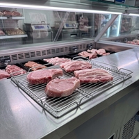 Grille de présentation de viande en acier inoxydable SS304 durable et antirouille pour comptoir professionnel de boucherie et marché frais
