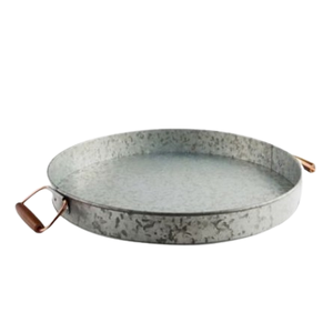 Grossiste Exportateur Plateau en métal galvanisé de forme arrondie de couleur grise Plateau de service décoratif Plateau pour ustensiles de cuisine et hôtel - Product Image 5