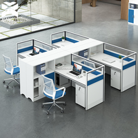 Bureau de coworking modulaire moderne 2, 4 ou 6 places, table de bureau avec espace ouvert, mobilier de bureau en bois pour personnel
