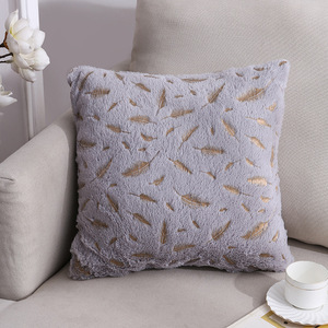 Fodera per cuscino quadrata in peluche con design a piuma dorata a doppia faccia, stile moderno per divano, casa, ufficio, stile transfrontaliero - Product Image 6
