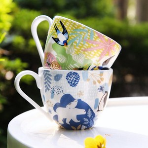 แก้วมัคกระดูกจีนลายสัตว์ - แก้วกาแฟนมสไตล์ชนบทสำหรับใช้ในบ้าน - Product Image 4