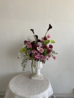 H512 Grosir Kustomisasi Bunga Burgundy Real Touch Flower Ball Rangkaian Bunga Artifisial Dekorasi Meja Tengah Acara Pernikahan