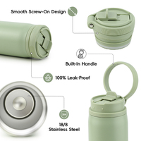 Bouteille d'eau isotherme 24 oz à double paroi en acier inoxydable, thermos sous vide sans BPA, avec couvercle à paille pour le sport et les voyages