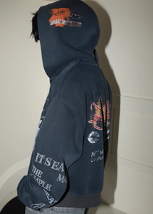 Felpa con cappuccio con cerniera a due vie retrò maglione con cappuccio da uomo e donna autunno oversize con cappuccio con stampa grafica personalizzata - Product Image 3